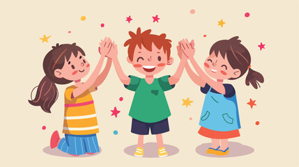 Kids clapping hands with high five Vector style vector