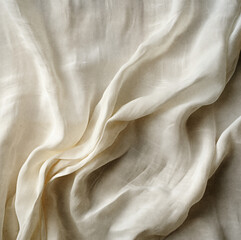 fondo blanco lujoso, la tela se extiende en ondas suaves. gasa, material translucido. vista...