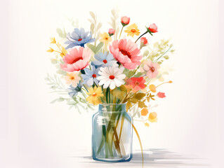 A beautiful watercolor painting of a vase of flowers. The perfect gift for any occasion.