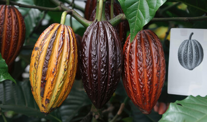 Cocoa pods are the fruit of the cocoa tree, Theobroma cacao. 