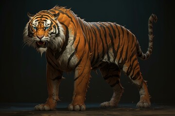 Obraz premium Tiger head closeup. Big striped carnivore. Generate Ai