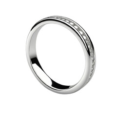 TRANSPARENT PNG ULTRA HD 8K Classic silver ring with channel-set diamonds. Simple yet timeless, perfect for any occasion