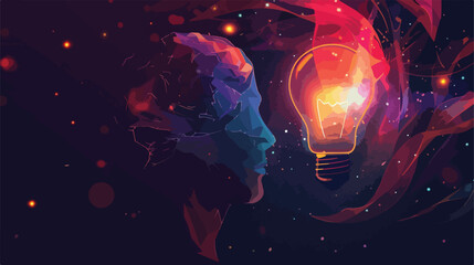 lightbulb in the human head vector illustration vector