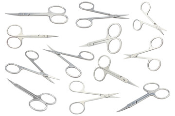set manicure scissors isolated from background	