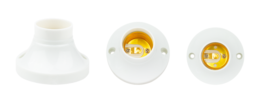 set lamp socket, light bulb socket, isolated from the background	