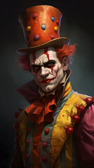 Fototapeta premium Illustrated vintage style clown, clown vintage illustration, clown