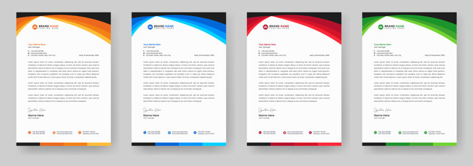 Abstract letterhead design template with yellow, blue, green and red color. Editable letterhead design layout, letterhead, letter head, Business letterhead design