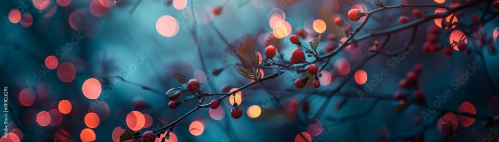 Poster abstract minimalist background with soft bokeh of red and blue lights