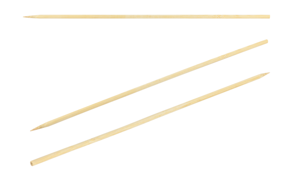 set wooden barbecue skewer isolated from background	