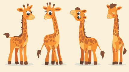 Little cute cartoon animal giraffe set Vector style Vector