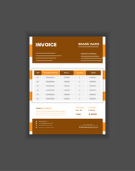 Stylish Minimal Corporate Business Invoice Design Template and Bill Memo. Creative Business Invoice and Business stationery Design Payment Agreement Design.