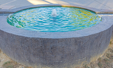 Round Water Fountain Geyser at Town Square in Krusevac Serbia
