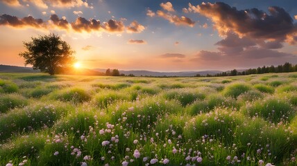 sunset-over-vast-blossoming-meadow-landscape