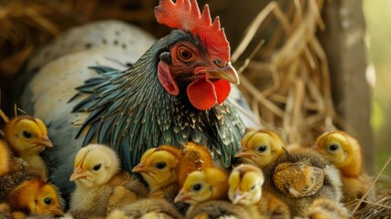 hen with chicks around generative ai