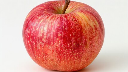   Red Apple with Yellow Speckles & Brown Stem