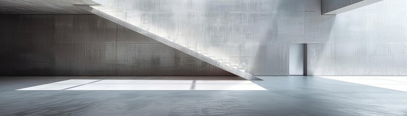 abstract minimalist conceptual art installation in a concrete building featuring a white door and wall, with a shiny floor