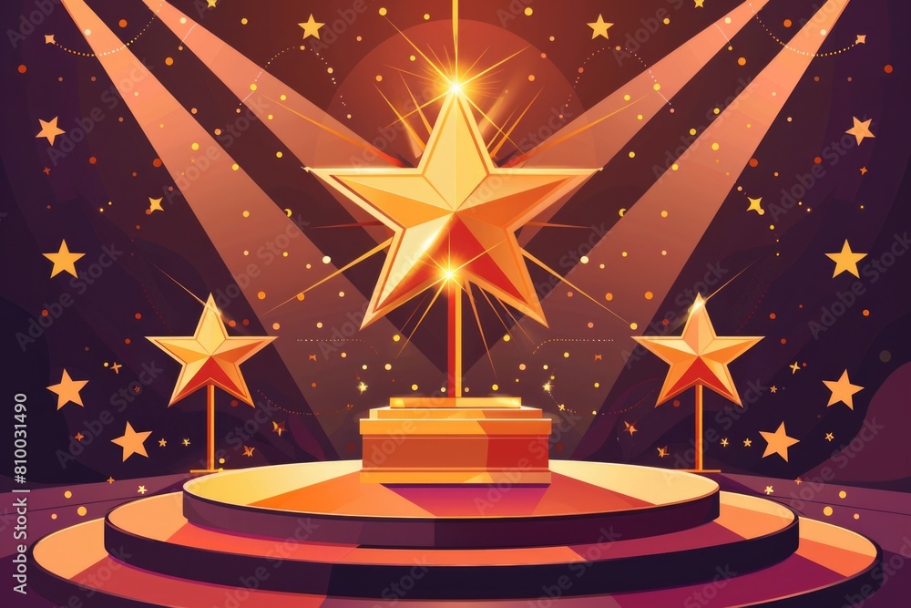 Poster a stage with a star on top. ideal for performance or event concepts