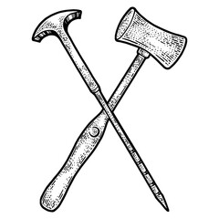 Orbitoclast and hammer sketch engraving © Oleksandr Pokusai