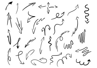 Doodle arrow set sketch engraving PNG