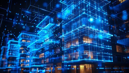 Smart hotel management dashboard, modern hotel in a metropolis with Generative AI.