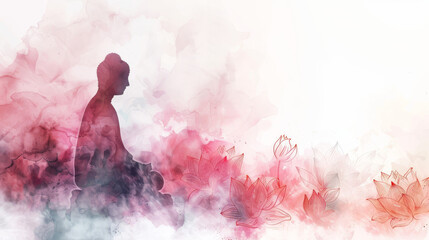 The painting of buddha with calming and peaceful mood, minimalist watercolor.