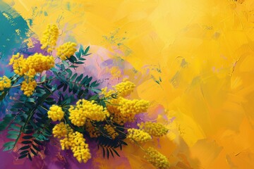 Bright yellow flowers in a beautiful painting, perfect for home decor or floral themed designs