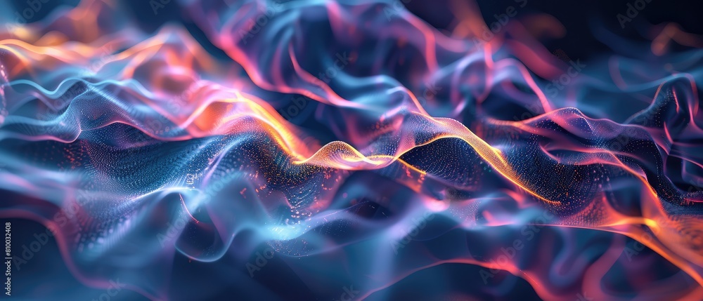 Poster blend of vermilion, lime, and azure in an abstract digital background can enhance the visual appeal 
