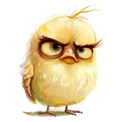 Naklejka premium Grumpy cute bird, adorable bird for digital projects, digital sticker. AI generated.