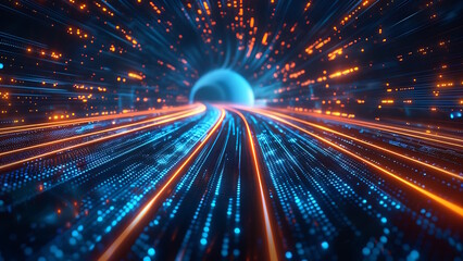 Luminous optical fibers data connections.