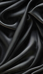 Fondo negro lujoso, el tejido se extiende en suaves ondas. Gasa, satén y material brillante. vista...
