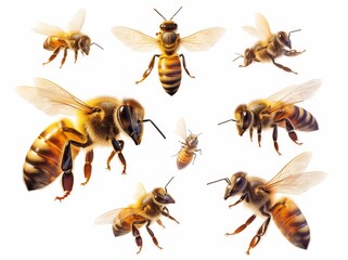 bee set isolated on white background