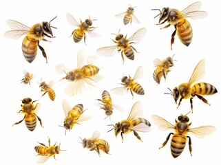 bee set isolated on white background