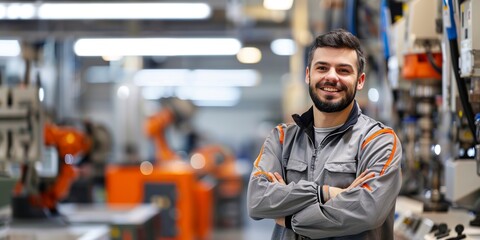 Man Standing With Crossed Arms in Factory