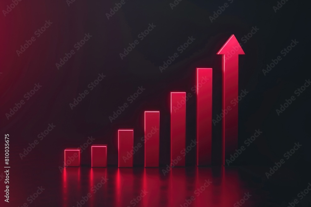 Poster A line of red bars with an arrow pointing upward. Suitable for financial concepts