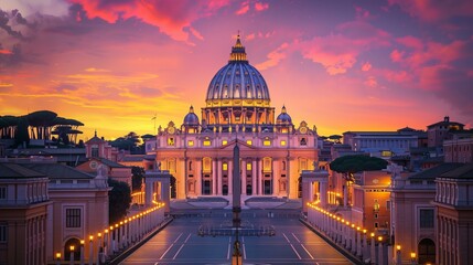 Famous places in Roma: the Vatican City . 8K - obrazy, fototapety, plakaty