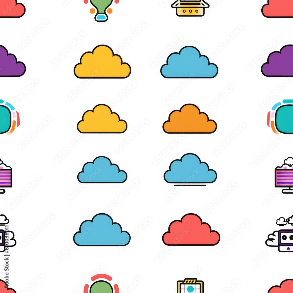 Poster vibrant clouds in various colors on a plain white backdrop. perfect for adding a pop of color to any