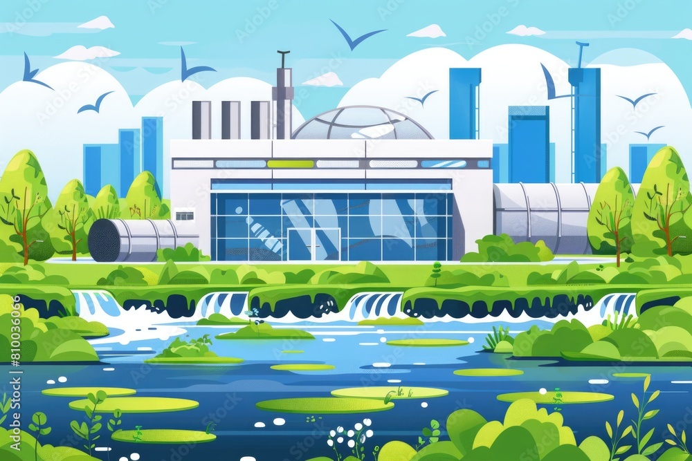 Aufkleber scenic view of a river flowing through a beautiful park. ideal for nature and travel concepts