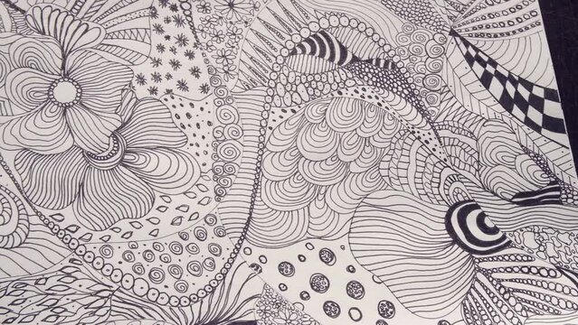 A zendoudling-style drawing on an album sheet