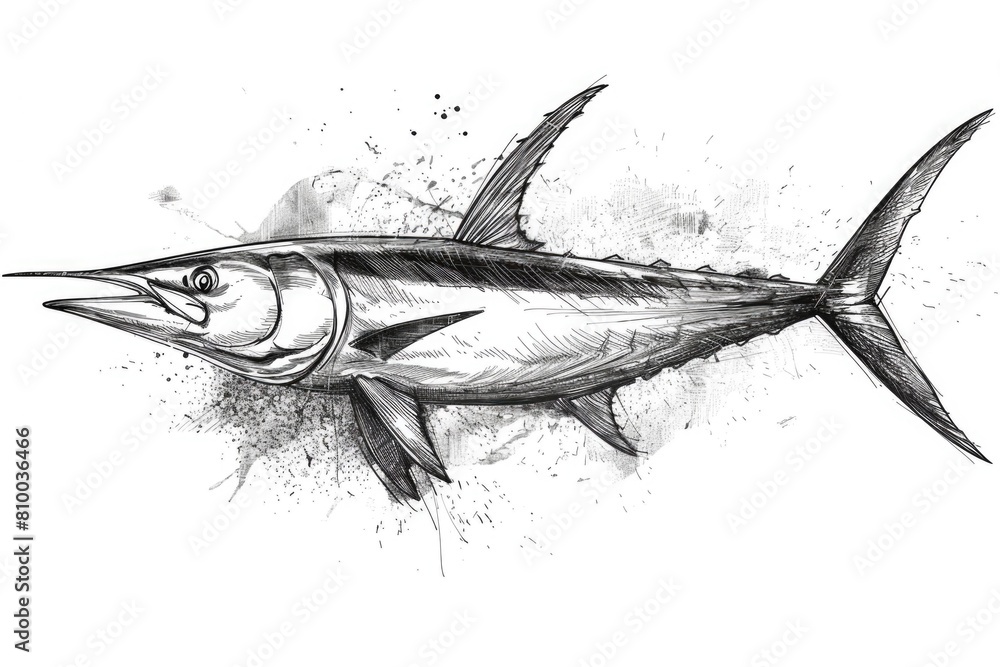 Poster Simple drawing of a fish, versatile for various projects