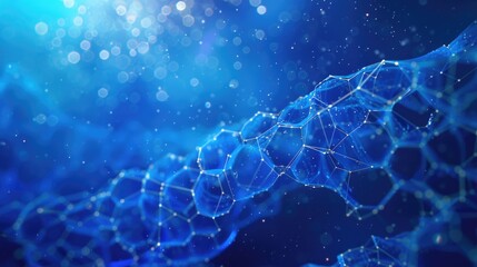 Close up view of a blue structure with background lights. Ideal for architectural or technology concepts