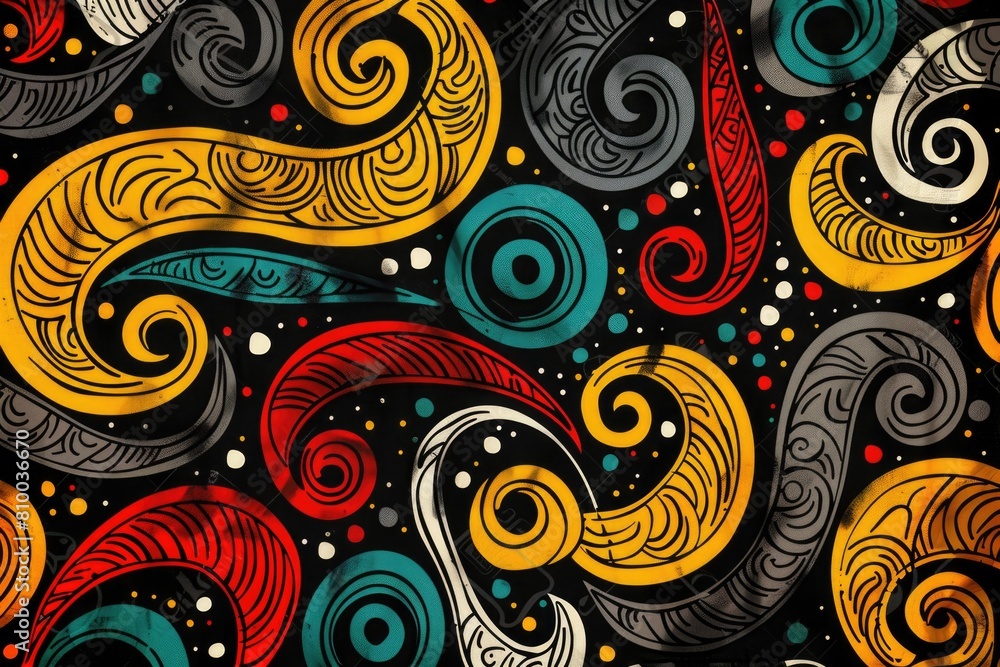 Aufkleber Abstract pattern of swirls and dots on a dark background. Suitable for graphic design projects