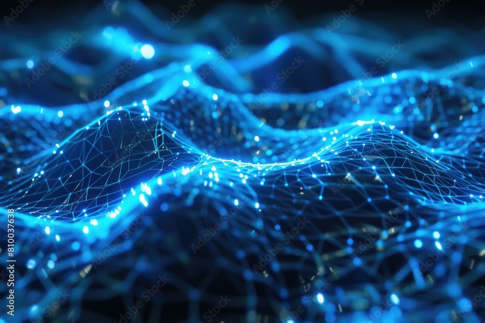 Poster Computer generated image of a blue wave, suitable for tech and design projects