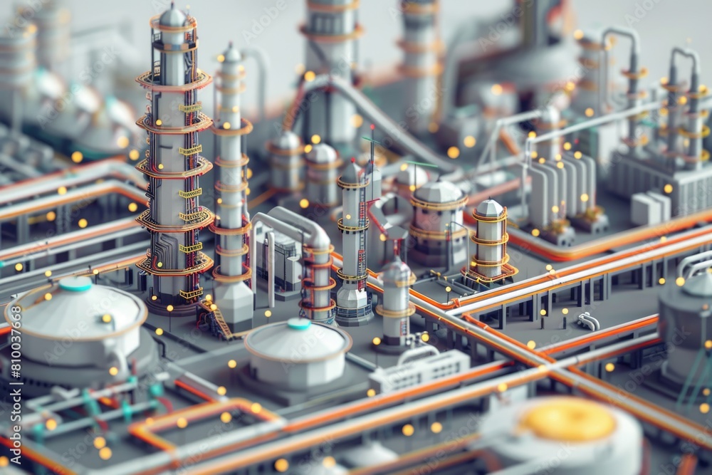Poster a model of a factory with numerous pipes. ideal for industrial and manufacturing concepts