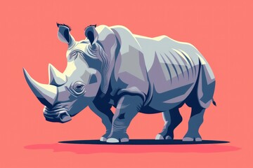 Obraz premium A rhino standing on top of a pink ground. Suitable for various nature and wildlife themed projects