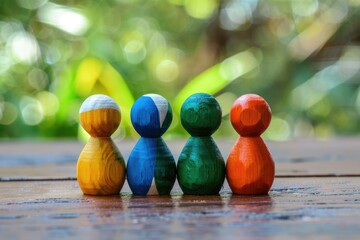Wooden pegs arranged on a table, suitable for various DIY and crafting projects