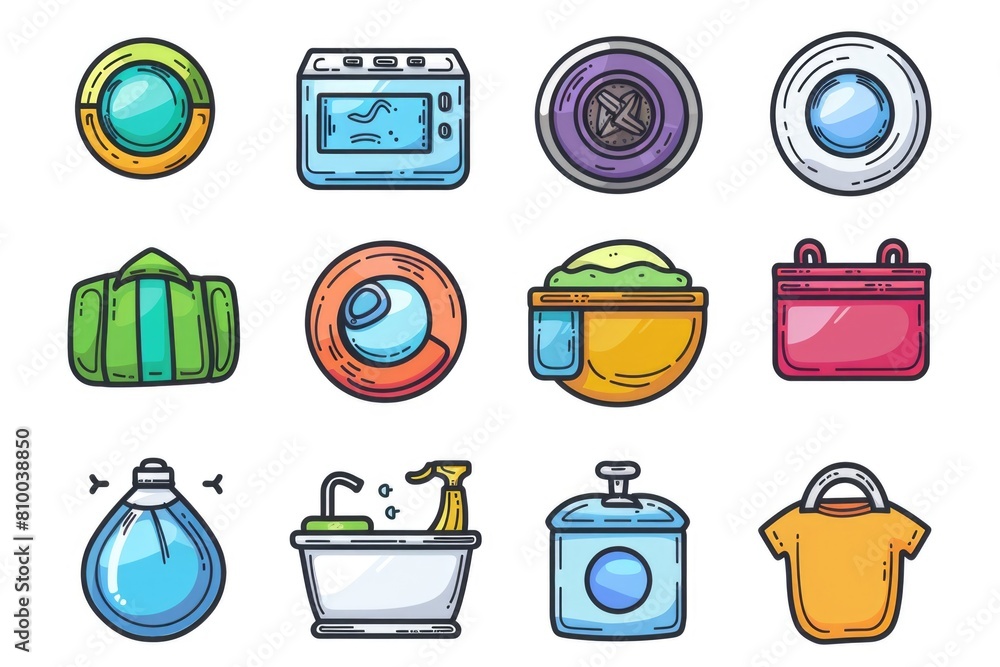 Poster Various colored objects on a plain white background, suitable for a variety of design projects