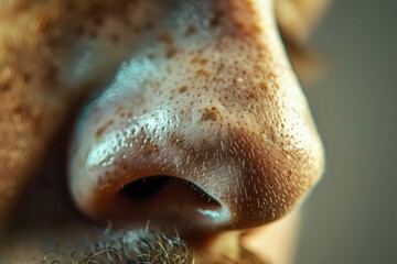 Close up of a man's nose with a beard, suitable for various projects