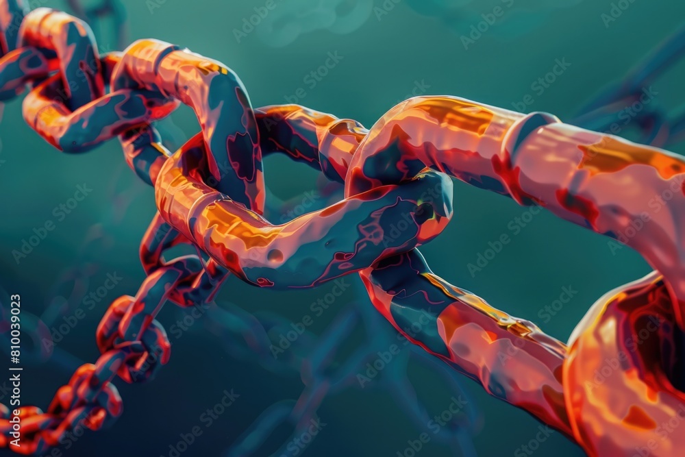 Poster Close-up of a chain link on a fence, suitable for security concepts