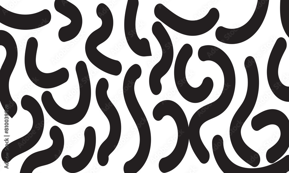 Poster black squiggle seamless vector pattern. black color squiggly lines vector isolated on transparent ba