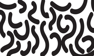 Black squiggle seamless vector pattern. Black color squiggly lines Vector isolated on transparent background. Cool, fun, creative, abstract wavy lines. Simple, minimal, repeat backdrop texture. EPS 10
